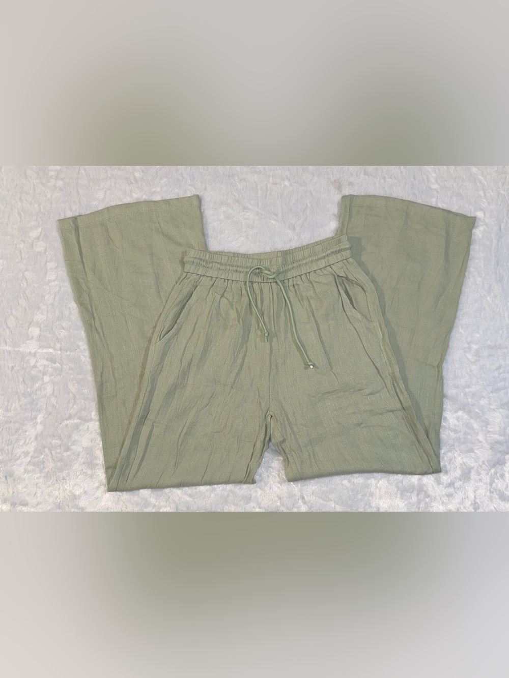 NWT HALARA NWT Drawstring Pocket Wide Leg Baggy Casual Linen-Feel Pants